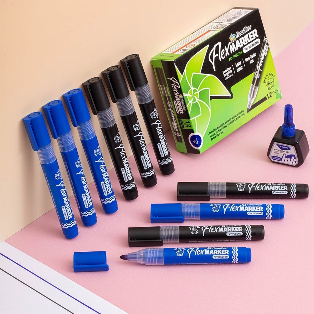 Combo Bút lông dầu Flexoffice Flex Marker FO-PM014/XK - Hàng xuất khẩu