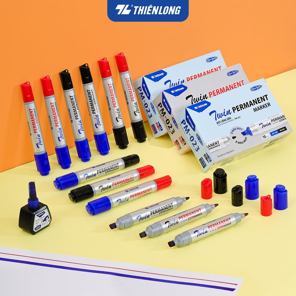 Combo 10 Bút lông dầu 2 đầu mực - Twin Permanent Marker Thiên Long PM-023