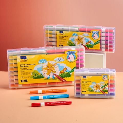 Washable Acrylic Markers / Bút sơn/ Bút lông Thiên Long 12/24/36 màu - Màu sắc tươi sáng, dễ dàng rửa sạch