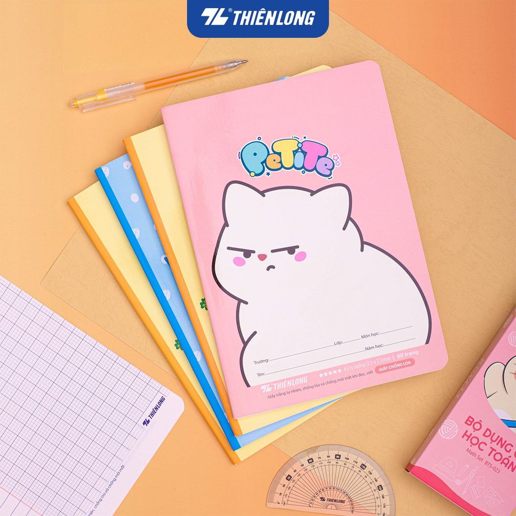 Tập học sinh chống lóa 80 trang 4 ô ly vuông 2.5mm 100gsm Thiên Long TP-NB003