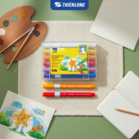 Washable Acrylic Markers / Bút sơn/ Bút lông Thiên Long 12/24/36 màu - Màu sắc tươi sáng, dễ dàng rửa sạch