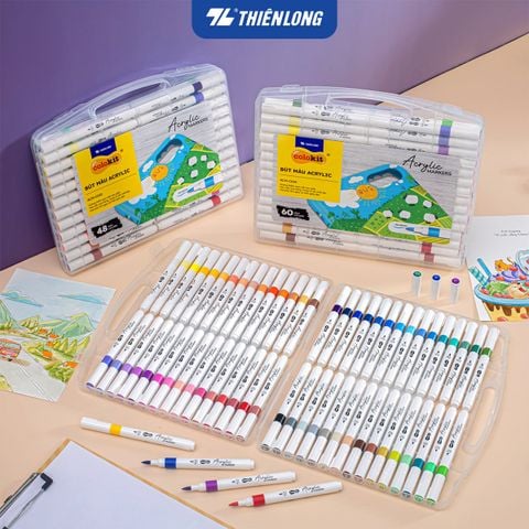 Bộ Bút 48/60 Màu Acrylic Thiên Long Colokit Acrylic Markers