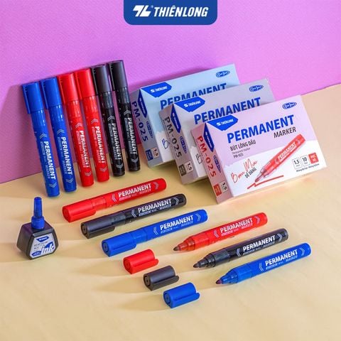 Combo 10 Bút lông dầu - Permanent Marker Thiên Long PM-025 - Bơm mực dễ dàng