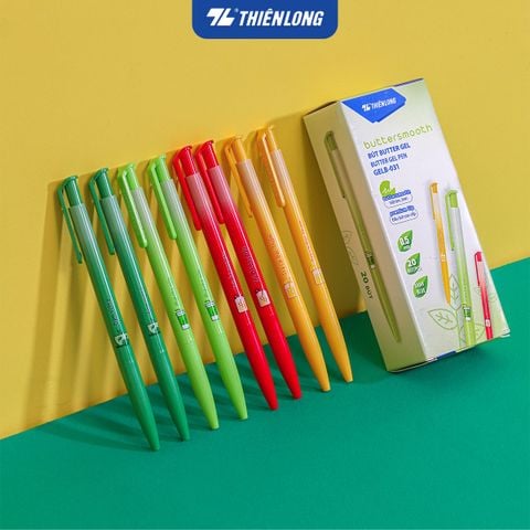 Bút gel B - Buttersmooth Gel Thiên Long GELB-031 - Premium Tip viết êm, trơn - Mực Xanh - Phiên bản Trà - Thân ngẫu nhiên