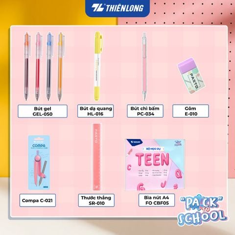 Bộ học cụ cấp 2-3 Thiên Long Pastel Phù Hợp Bạn Nữ - 10 món