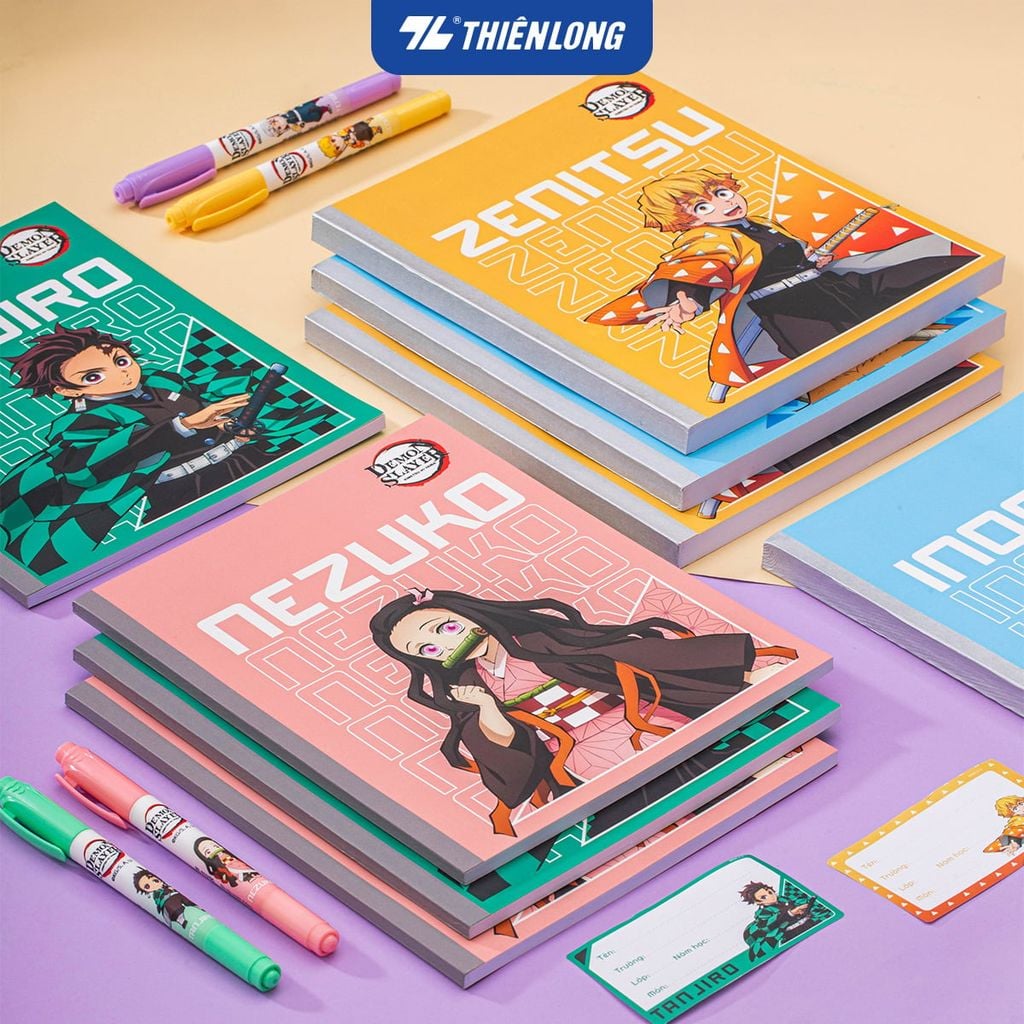 Tập vở Thiên Long 96/200 trang 4 ô ly ngang 2mm 70gsm - dành cho học sinh, sinh viên - Phiên bản Demon Slayer