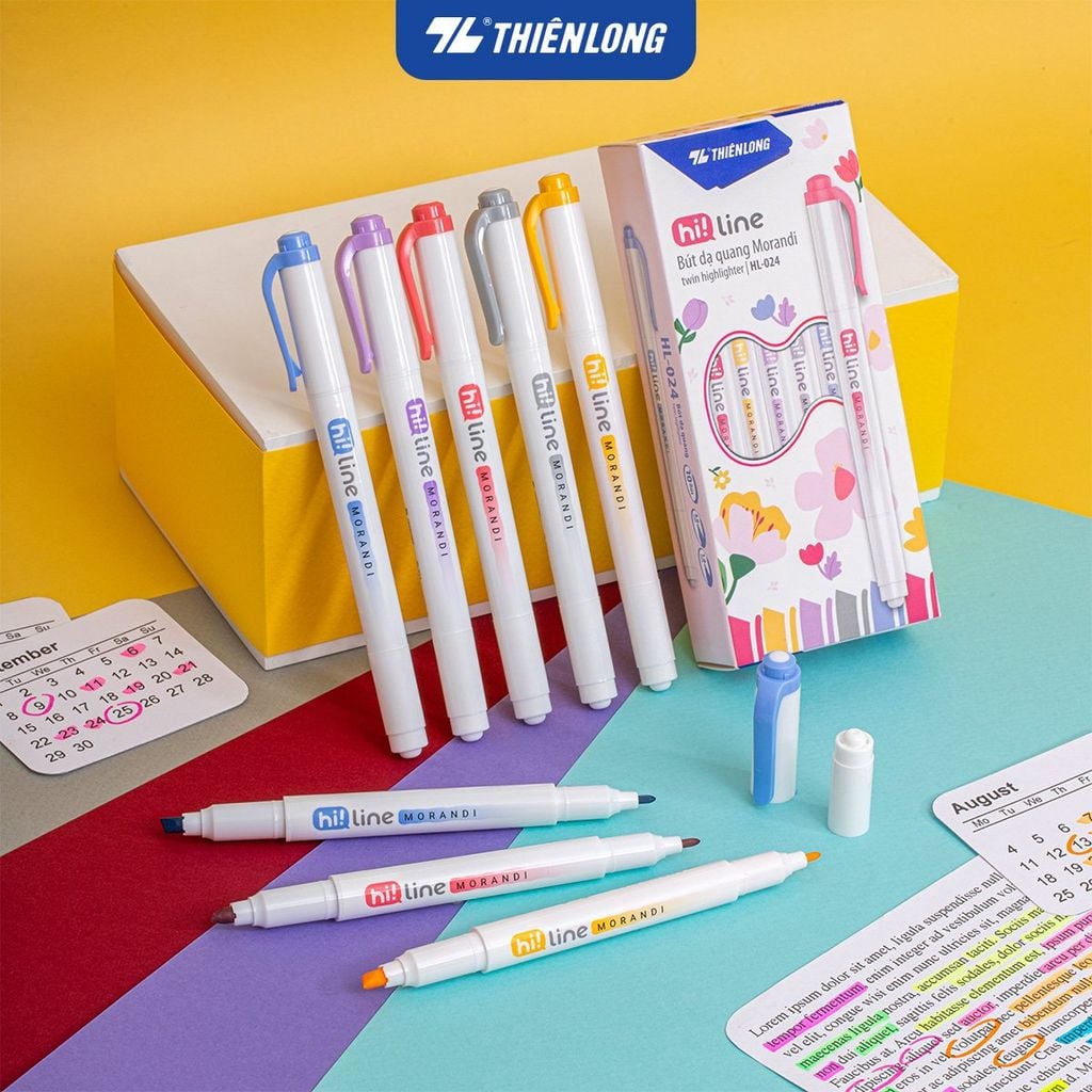 Bút dạ quang màu Morandi Hi! Line Thiên Long HL-024 - Công nghệ chống khô mực