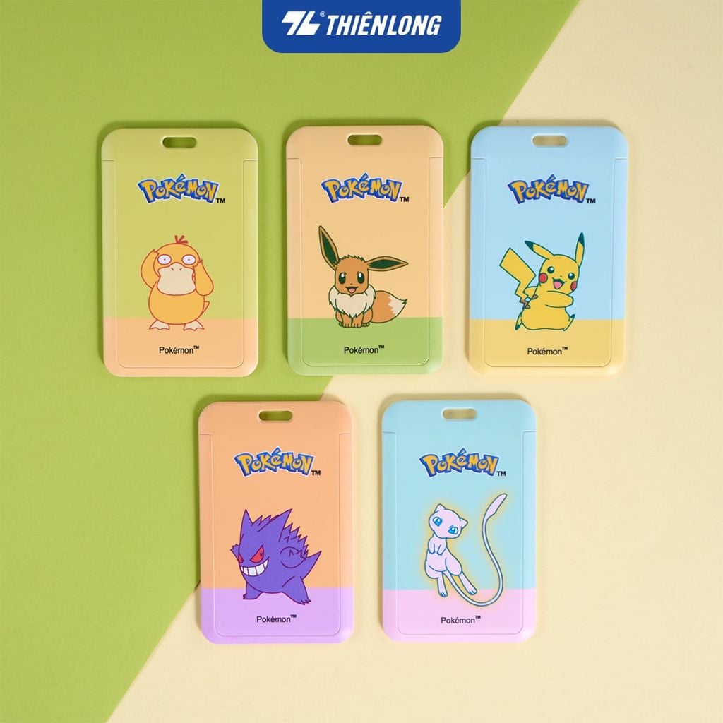 Bộ dây đeo thẻ Thiên Long Pokémon – ID card holder nắp trượt ABS cao cấp