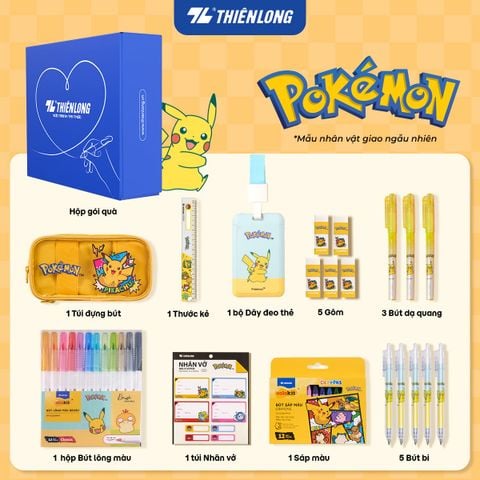 Bộ sưu tập học cụ Thiên Long Pokémon – Set quà tặng hình ảnh Pikachu bản quyền - Mẫu ngẫu nhiên