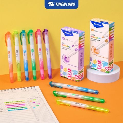 Bút dạ quang Thiên Long HL-03/PLUS - 2 đầu bút siêu mềm, lướt giấy nhẹ êm