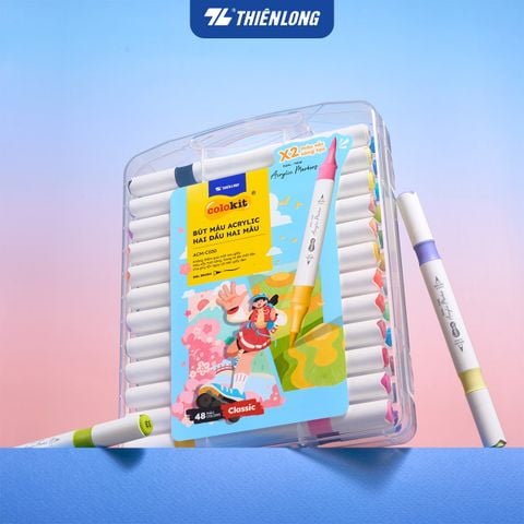 Bộ Bút Hai Đầu 12/24/48 Màu Acrylic Markers Thiên Long Colokit  - Cây 2 màu