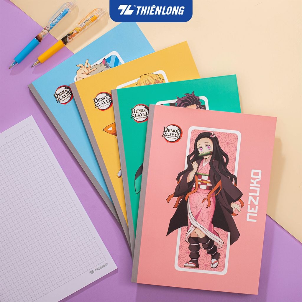Tập vở Thiên Long 80/120 trang kẻ caro 6mm 70gsm - dành cho học sinh, sinh viên - Phiên bản Demon Slayer