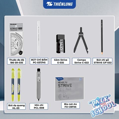 Bộ học cụ cấp 2-3 Thiên Long Đồng Hành Năm Học Mới - 9 món