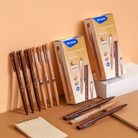 Bút gel B - Buttersmooth Gel Thiên Long GELB-032 - Premium Tip viết êm, trơn - Mực Xanh - Phiên bản Cà phê - Thân ngẫu nhiên