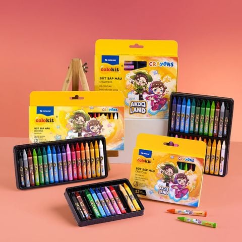 Bút sáp 12/18/24 màu Thiên Long Colokit - Màu sắc tươi sáng Phủ đều Bền màu - Phiên bản Akooland