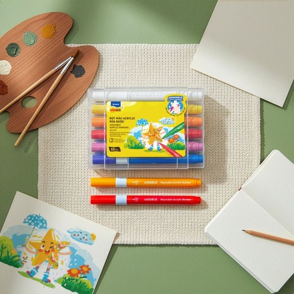 Washable Acrylic Markers / Bút sơn/ Bút lông Thiên Long 12/24/36 màu