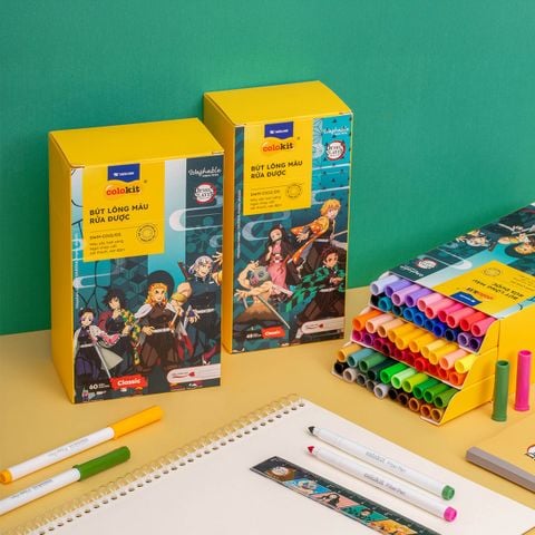 Bút Lông Thiên Long 48/60 Màu Fiber Pen Washable - Phiên bản Demon Slayer