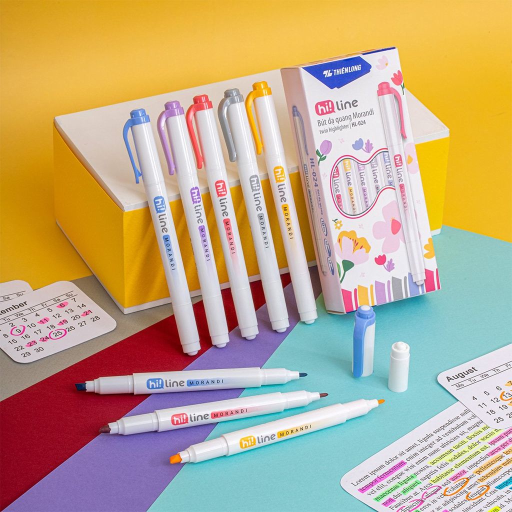 Bút dạ quang màu Morandi Hi! Line Thiên Long HL-024 - Công nghệ chống khô mực
