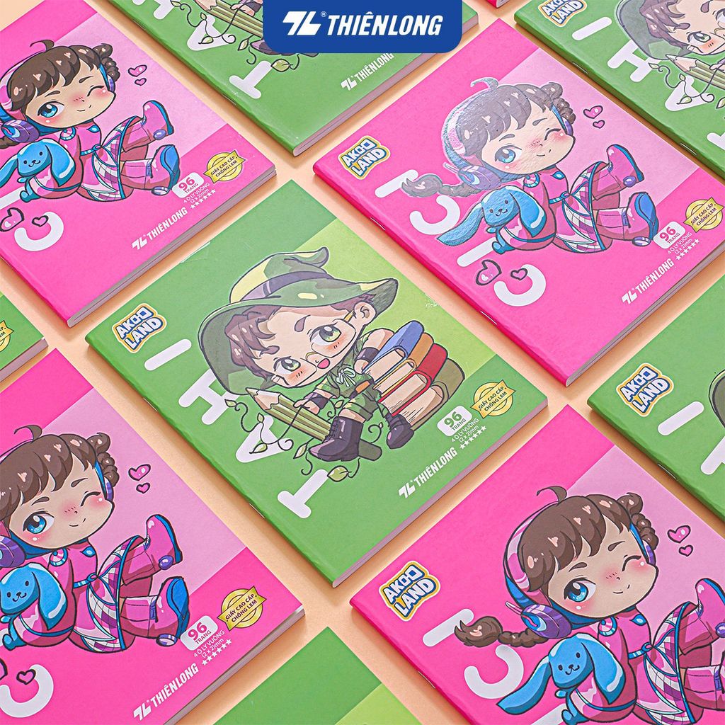 Combo 5/10 Tập học sinh chống lem 96 trang 4 ô ly vuông 2mm 120gsm Thiên Long NB-121/AK - Akooland thế giới học cụ thần kỳ - Mẫu ngẫu nhiên