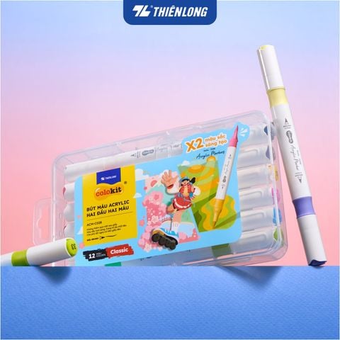Bộ Bút Hai Đầu 12/24/48 Màu Acrylic Markers Thiên Long Colokit  - Cây 2 màu