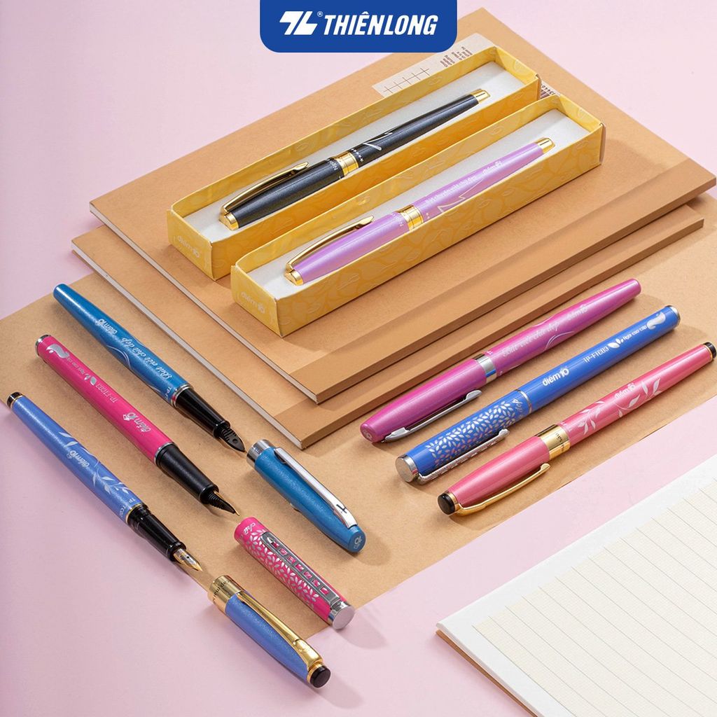 Bút máy luyện viết chữ đẹp Thiên Long, ngòi mài mỏng, thiết kế phù hợp với tay cầm học sinh