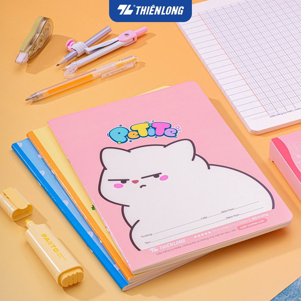 Combo 5/10/20 Tập học sinh chống lóa 80 trang 4 ô ly vuông 2.5mm 100gsm Thiên Long TP-NB003 - Mẫu ngẫu nhiên