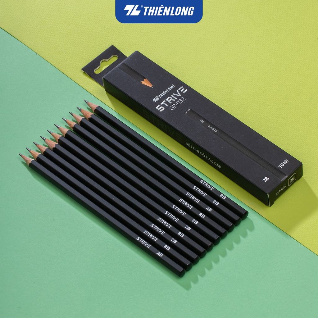 Combo 10 Bút chì gỗ HB - 2B Strive Thiên Long