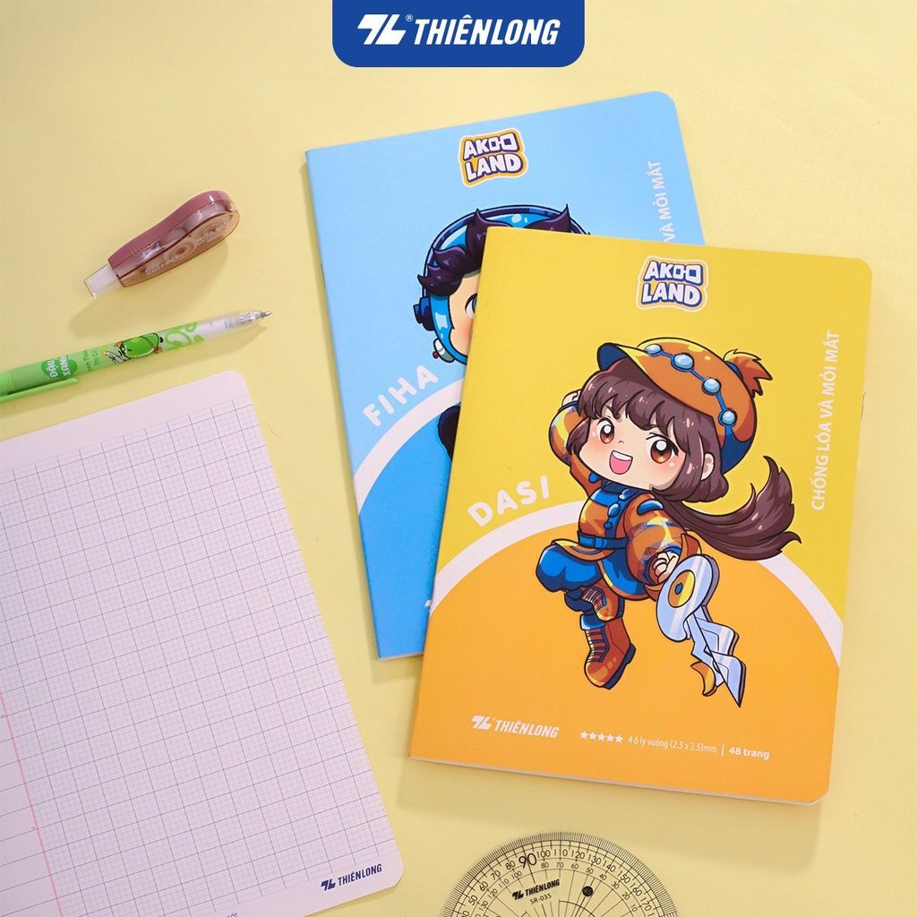 Combo 5/10 Tập học sinh chống lóa 48 trang 4 ô ly vuông 2.5mm 100gsm Thiên Long NB-115/AK - Akooland thế giới học cụ thần kỳ - Mẫu ngẫu nhiên
