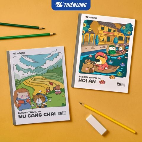 Tập học sinh dán gáy 96 trang 4 ô ly ngang 2mm 70 gsm Thiên Long Buddies Travel NB-152 - Mẫu ngẫu nhiên