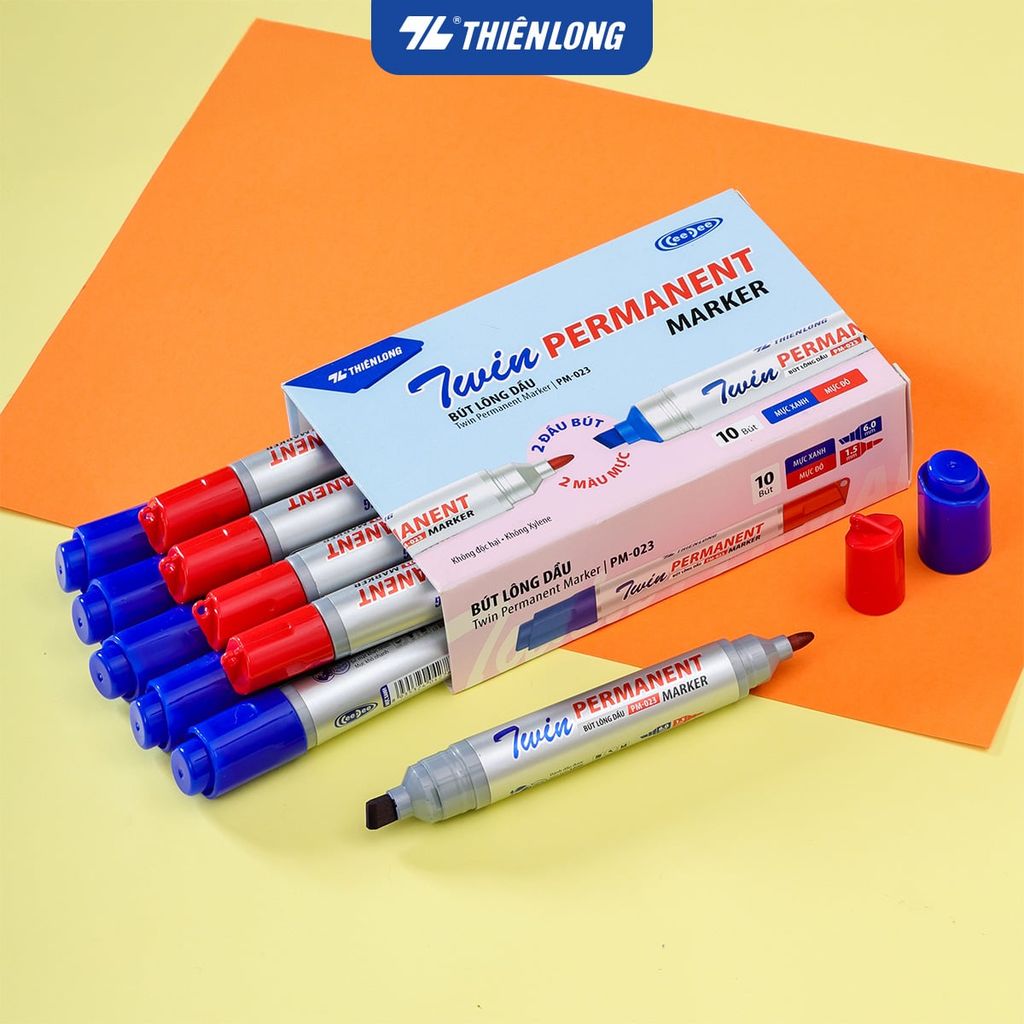 Combo 10 Bút lông dầu 2 đầu mực - Twin Permanent Marker Thiên Long PM-023