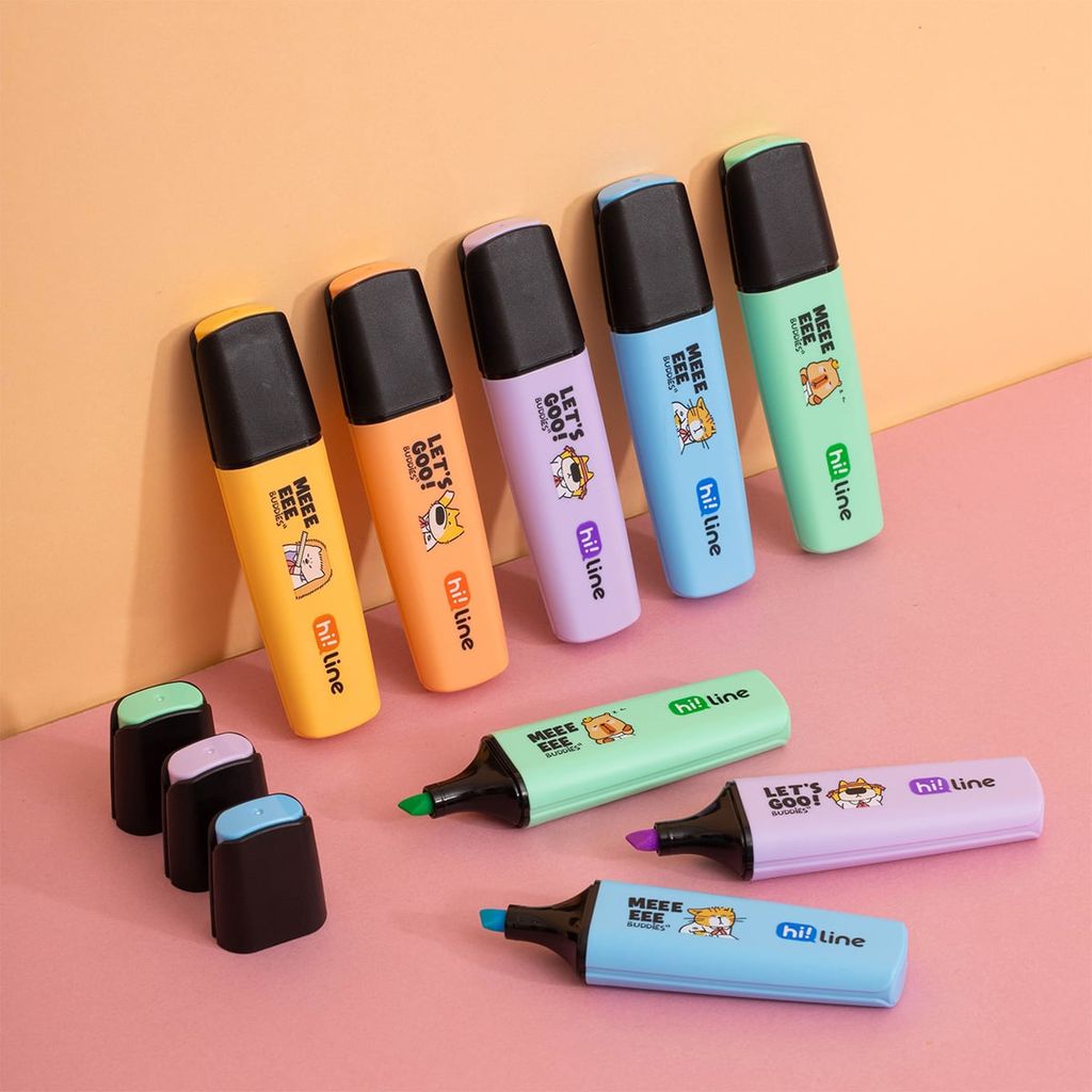 Bút dạ quang màu Pastel Hi! Line Thiên Long HL-023 - Đầu bút siêu mềm, lướt giấy nhẹ êm