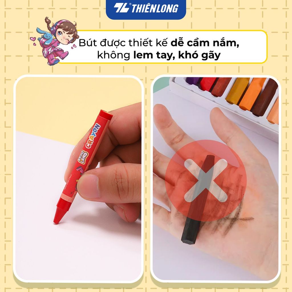Bút sáp 12/18 màu Thiên Long Colokit - Màu sắc tươi sáng Phủ đều Bền màu - Phiên bản Akooland