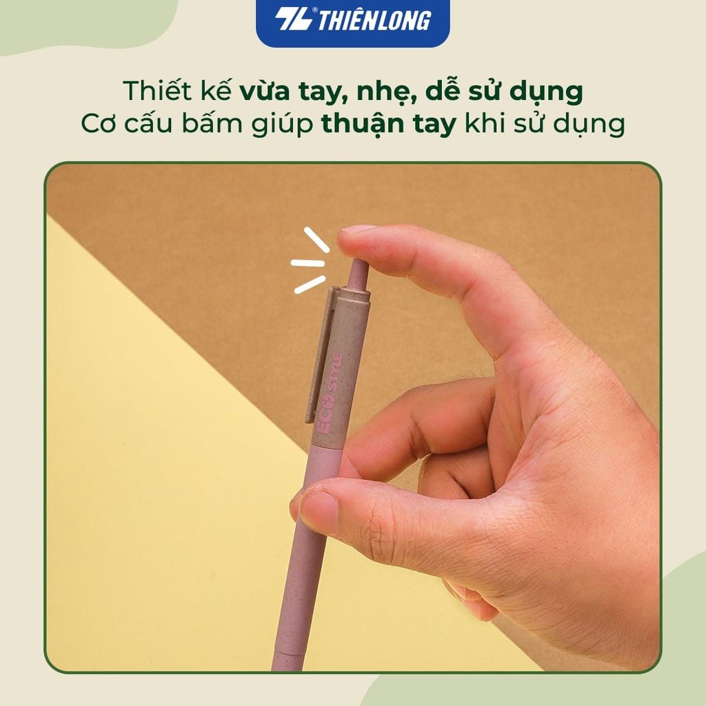 Bút bi Thiên Long ECO Style TL-063/ECO - Mực Xanh - Chất liệu từ vỏ cám trấu