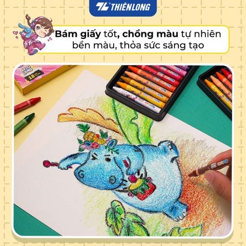 Bút sáp 12/18 màu Thiên Long Colokit - Màu sắc tươi sáng Phủ đều Bền màu - Phiên bản Akooland