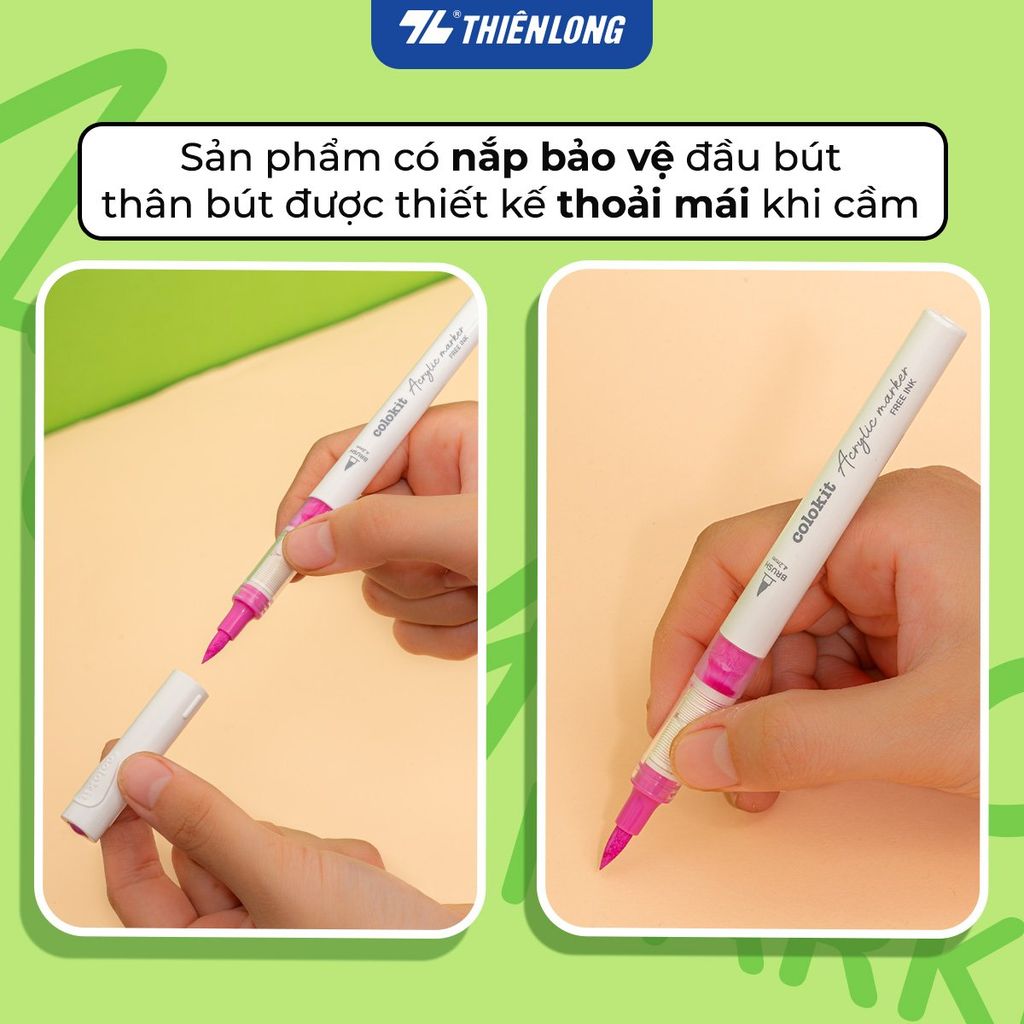 Acrylic Markers Bút sơn/ Bút lông 6/12/24 màu ThiênLong Colokit - Màu sắc tươi sáng, Mượt tay đều màu