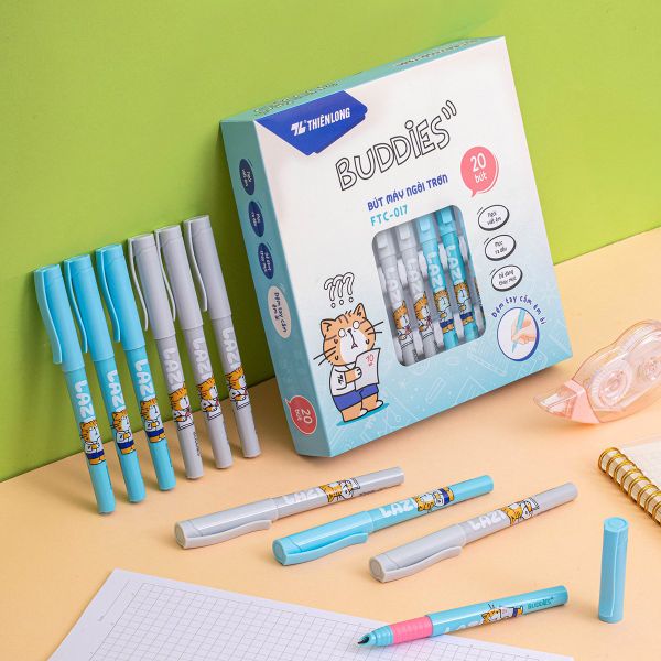 Bút máy Thiên Long Buddies - Ngòi trơn, êm - Thân màu ngẫu nhiên