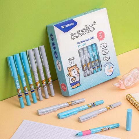 Bút máy Thiên Long Buddies - Ngòi trơn, êm - Thân màu ngẫu nhiên