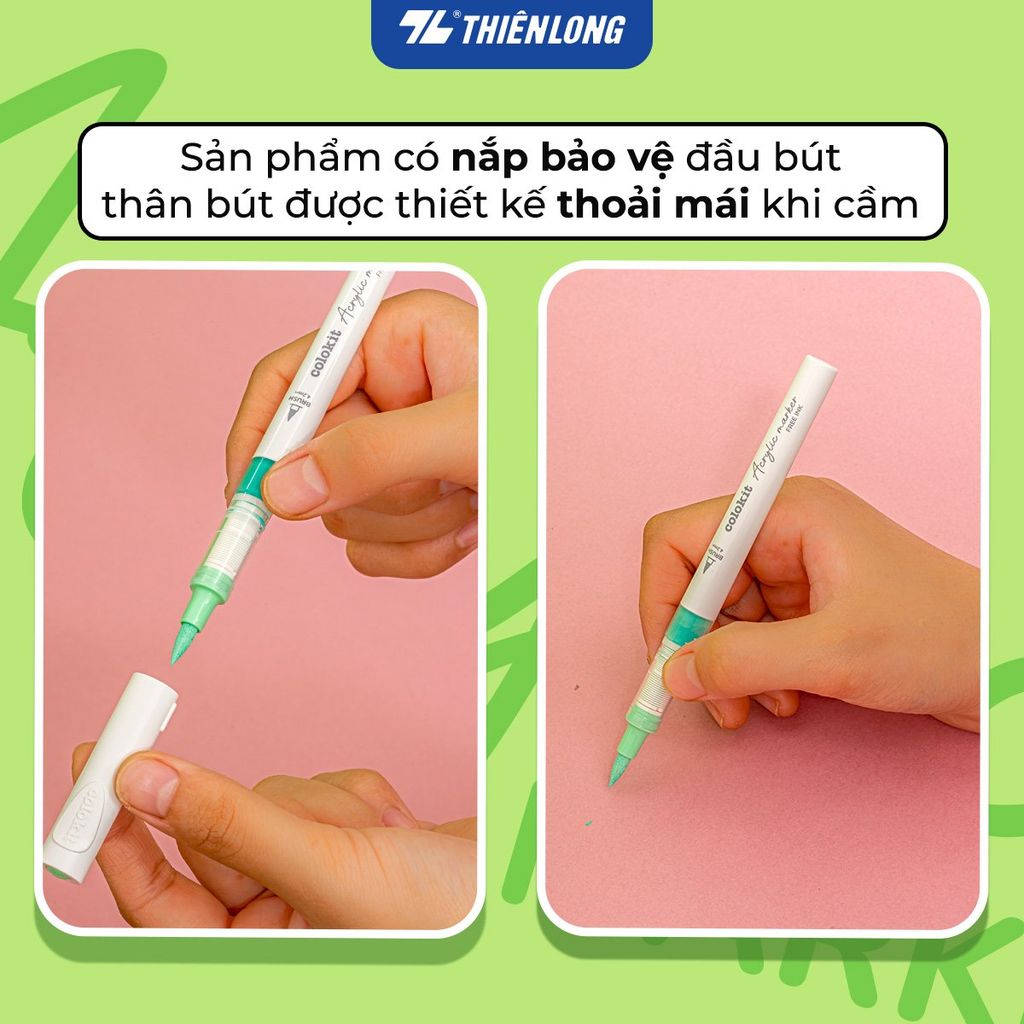 Pastel Acrylic Markers Bút sơn/ Bút lông 6/12/24 màu ThiênLong Colokit - Màu sắc tươi sáng, Mượt tay đều màu