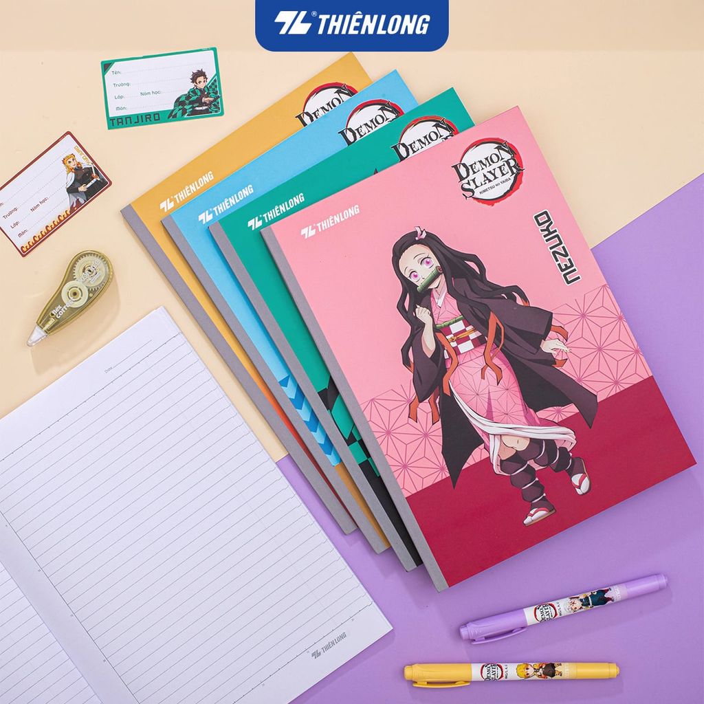 Tập vở Thiên Long 80/120 trang kẻ ngang 7mm 70gsm - dành cho học sinh, sinh viên - Phiên bản Demon Slayer