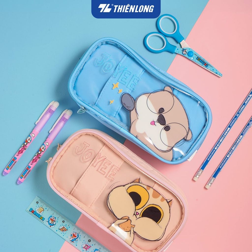 Túi - Bóp viết Thiên Long Joyee họa tiết thú cưng dễ thương PCA-025/JO – Hộp bút dây kéo chất liệu chống thấm