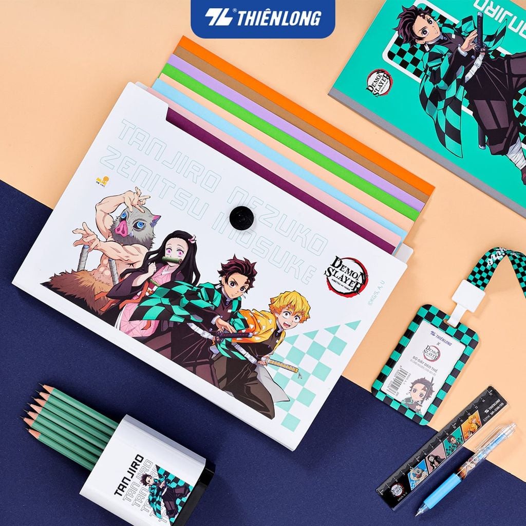 Bìa 8 ngăn hồ sơ tài liệu văn phòng - học sinh A4 Thiên Long Demon Slayer DF-006/DS