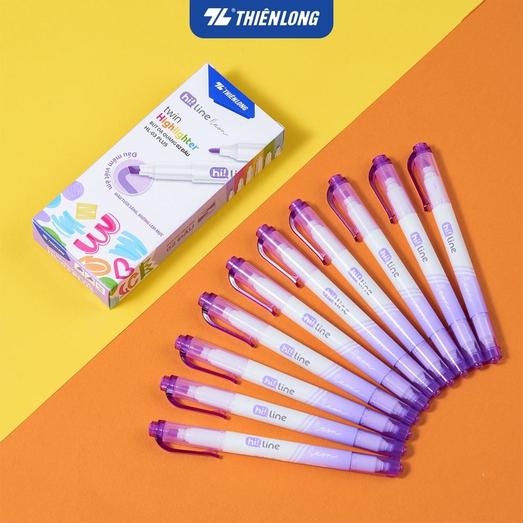 Bút dạ quang Thiên Long HL-03/PLUS - 2 đầu bút siêu mềm, lướt giấy nhẹ êm