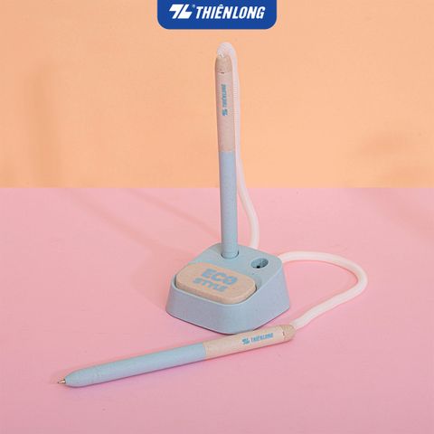 Bút bi đế cắm Thiên Long ECO Style PH-063/ECO - Mực Xanh - Chất liệu từ vỏ cám trấu