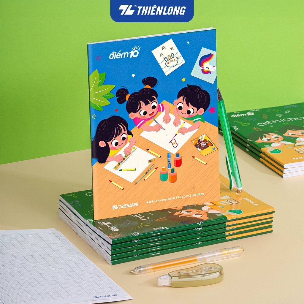 Tập học sinh 96 trang 5 ô ly vuông 80 gsm Điểm 10 TP-NB074 (hình ngẫu nhiên)