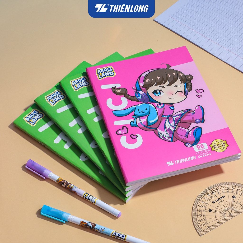Tập học sinh chống lem 96 trang 4 ô ly vuông 2mm 120gsm Thiên Long NB-121/AK - Akooland thế giới học cụ thần kỳ - Mẫu ngẫu nhiên