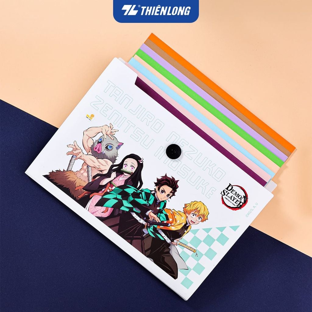 Bìa 8 ngăn hồ sơ tài liệu văn phòng - học sinh A4 Thiên Long Demon Slayer DF-006/DS