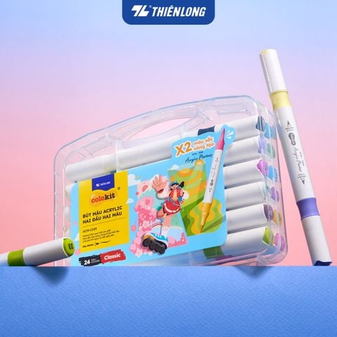 Bộ Bút Hai Đầu 12/24/48 Màu Acrylic Markers Thiên Long Colokit  - Cây 2 màu