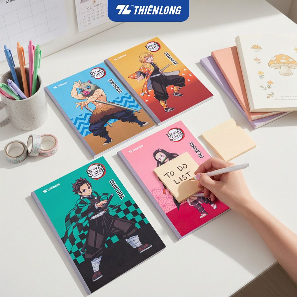 Tập vở Thiên Long 80/120 trang kẻ ngang 7mm 70gsm - dành cho học sinh, sinh viên - Phiên bản Demon Slayer