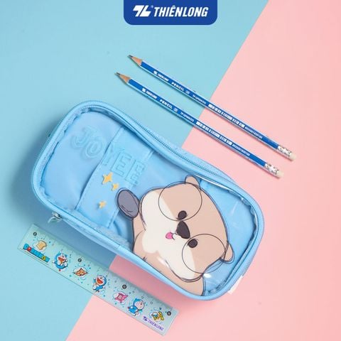 Túi - Bóp viết Thiên Long Joyee họa tiết thú cưng dễ thương PCA-025/JO – Hộp bút dây kéo chất liệu chống thấm