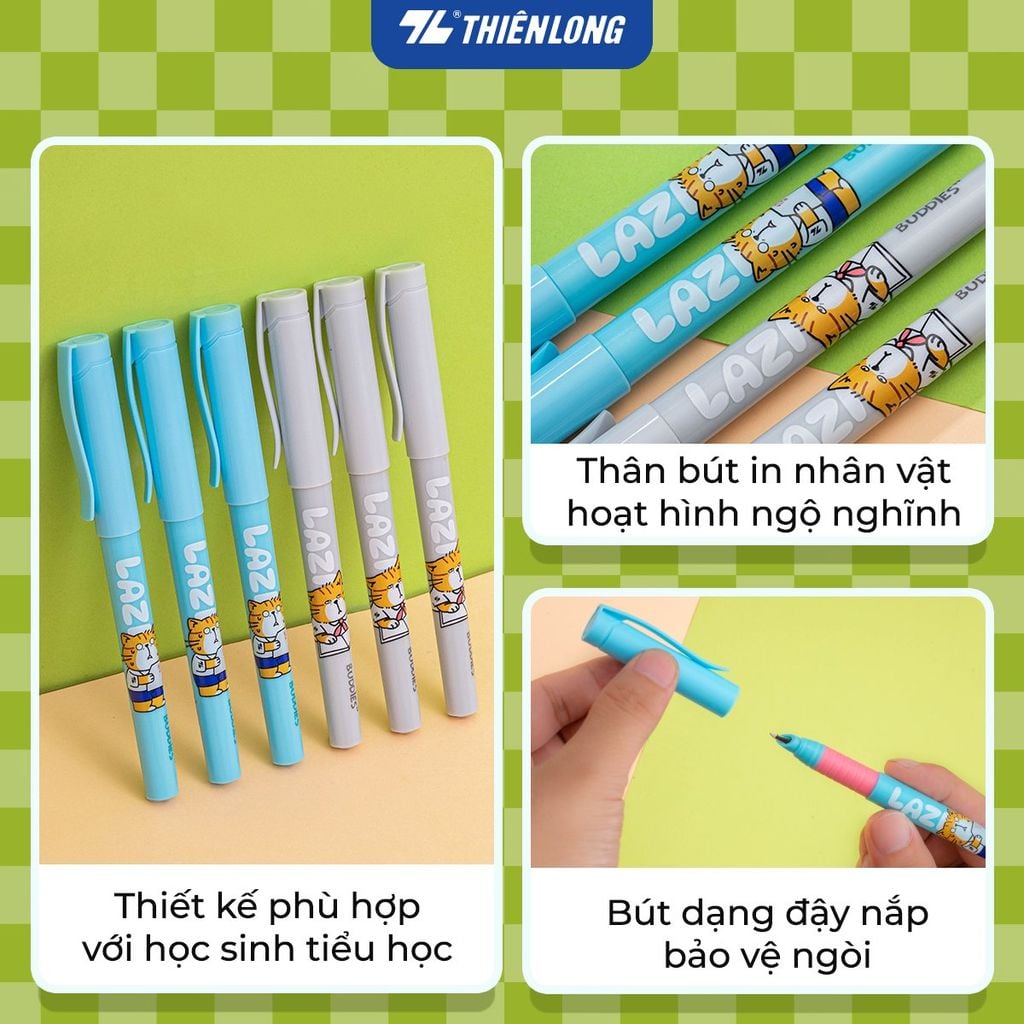 Bút máy Thiên Long Buddies - Ngòi trơn, êm - Thân màu ngẫu nhiên